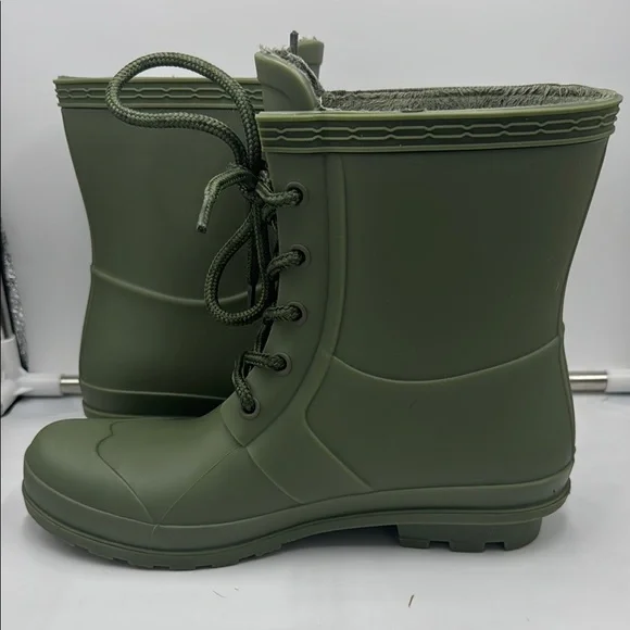 Hunter Women's Olive Lace-Up Rain Boots - Picture 8 of 16